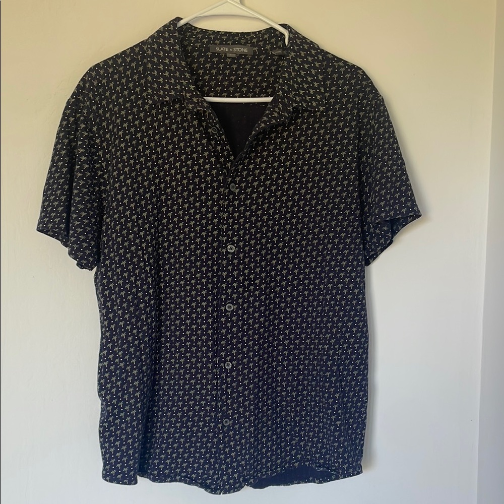 Men's Slate & Stone 100% Cotton Button Down Short Sleeve Shirt Size Large